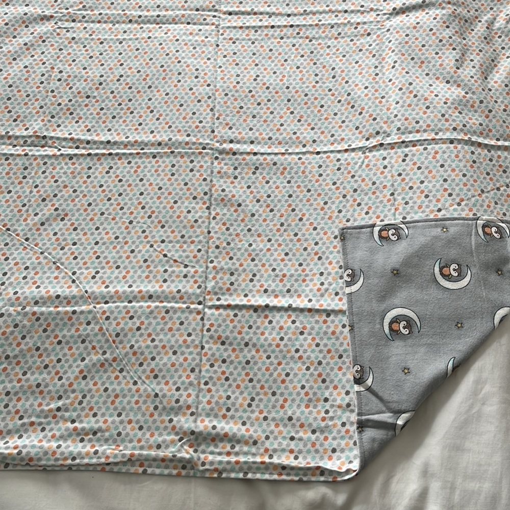 Gray owl baby flannel receiving blanket - Picture 8 of 8